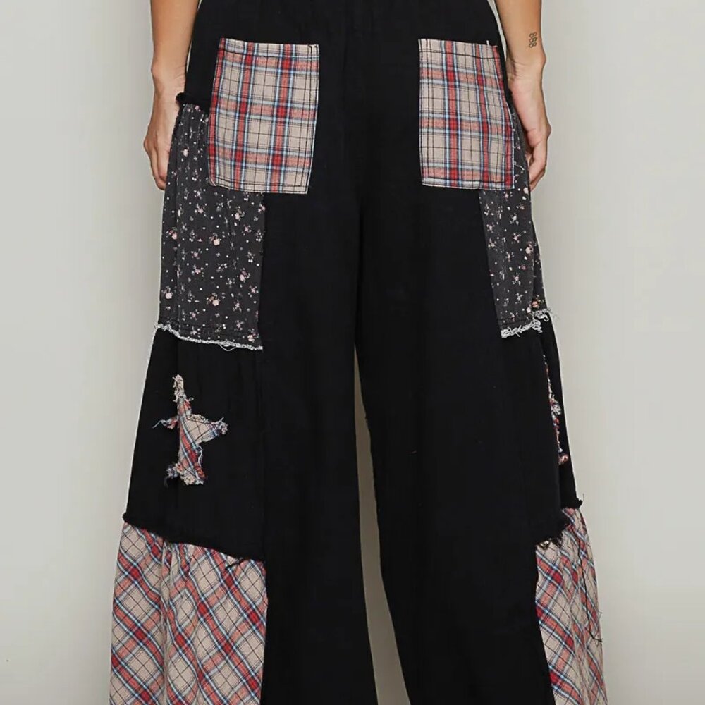 POL Drawstring Star Patch Contrast Wide Leg Pants - Picture 3 of 6